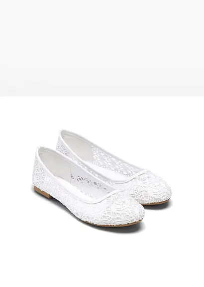 bonprix Verspielte Ballerina mit Spitze - weiß - Damen Letzte 2 Tage