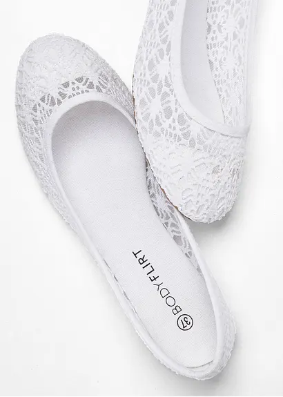 bonprix Verspielte Ballerina mit Spitze - weiß - Damen Letzte 2 Tage