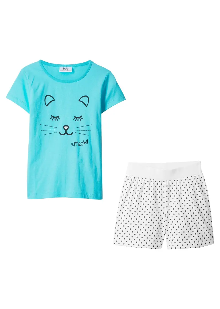 bonprix Bedruckter Pyjama mit süßem Print - aqua/weiß bedruckt Rabatte dieses Monats