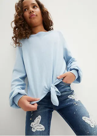 bonprix Weicher Mädchen Feinstrickpullover mit Knotendetail - blau Fabrik Onlineshop