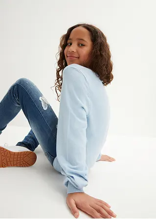 bonprix Weicher Mädchen Feinstrickpullover mit Knotendetail - blau Fabrik Onlineshop