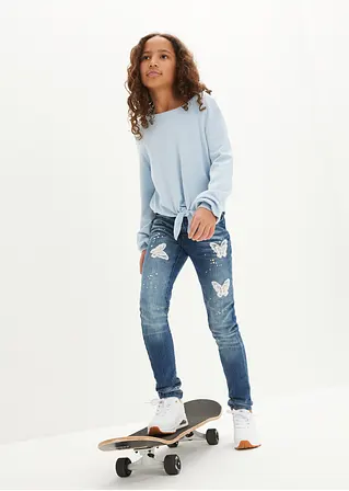 bonprix Weicher Mädchen Feinstrickpullover mit Knotendetail - blau Fabrik Onlineshop