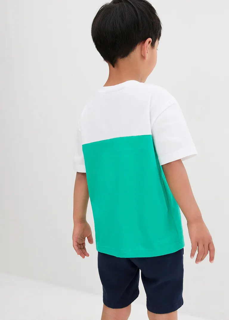 bonprix Cooles zweifarbiges T-Shirt mit Druck auf der Brust - weiß Rabatt