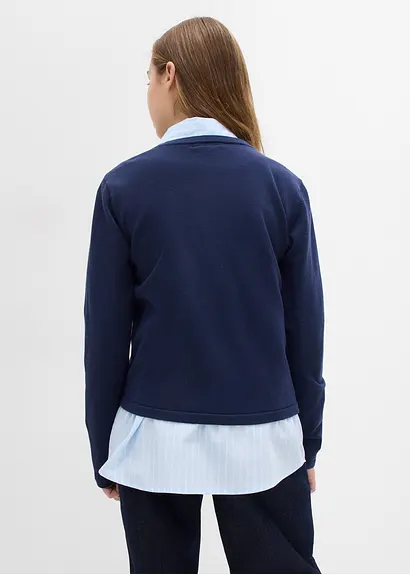 bonprix Mädchen Feinstrickjacke vielseitig kombinierbar - blau Günstig kaufen