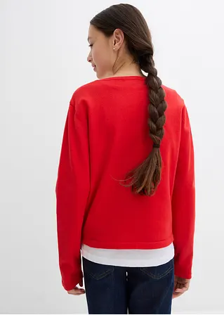bonprix Mädchen Feinstrickjacke vielseitig kombinierbar - rot Versandkostenfrei
