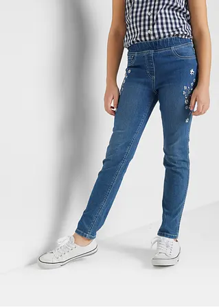bonprix Hübsche Mädchen Jeggings mit Blumenstickerei - blau Begrenztes Angebot