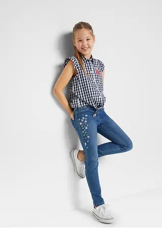 bonprix Hübsche Mädchen Jeggings mit Blumenstickerei - blau Begrenztes Angebot