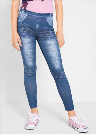 bonprix Tolle Mädchen Leggings mit angesagtem Denimdruck - blau Black Friday