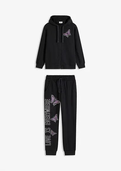 bonprix Gemütlicher Mädchen Jogginganzug (2-tlg. Set) im Homewear Design mit Bindeband Osterangebot