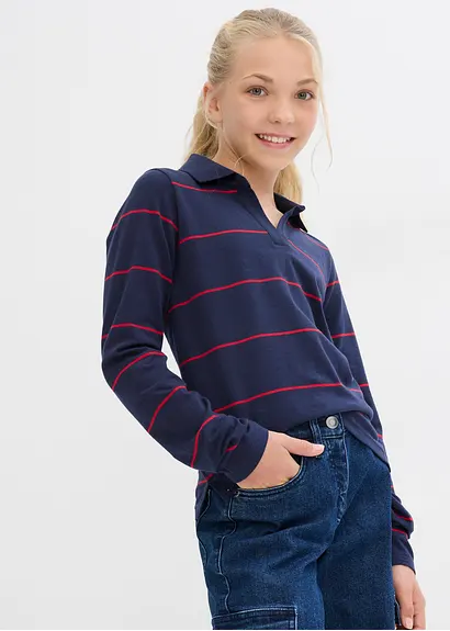 bonprix Mädchen Langarmshort aus Bio-Baumwolle - blau - Kinder Vatertagsangebot