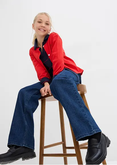 bonprix Mädchen Langarmshort aus Bio-Baumwolle - blau - Kinder Vatertagsangebot