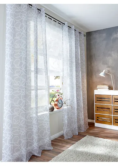 bonprix Dekroartiver Sichtschutz in zeitlosem Design - weiß Schlaufen Exklusivangebot