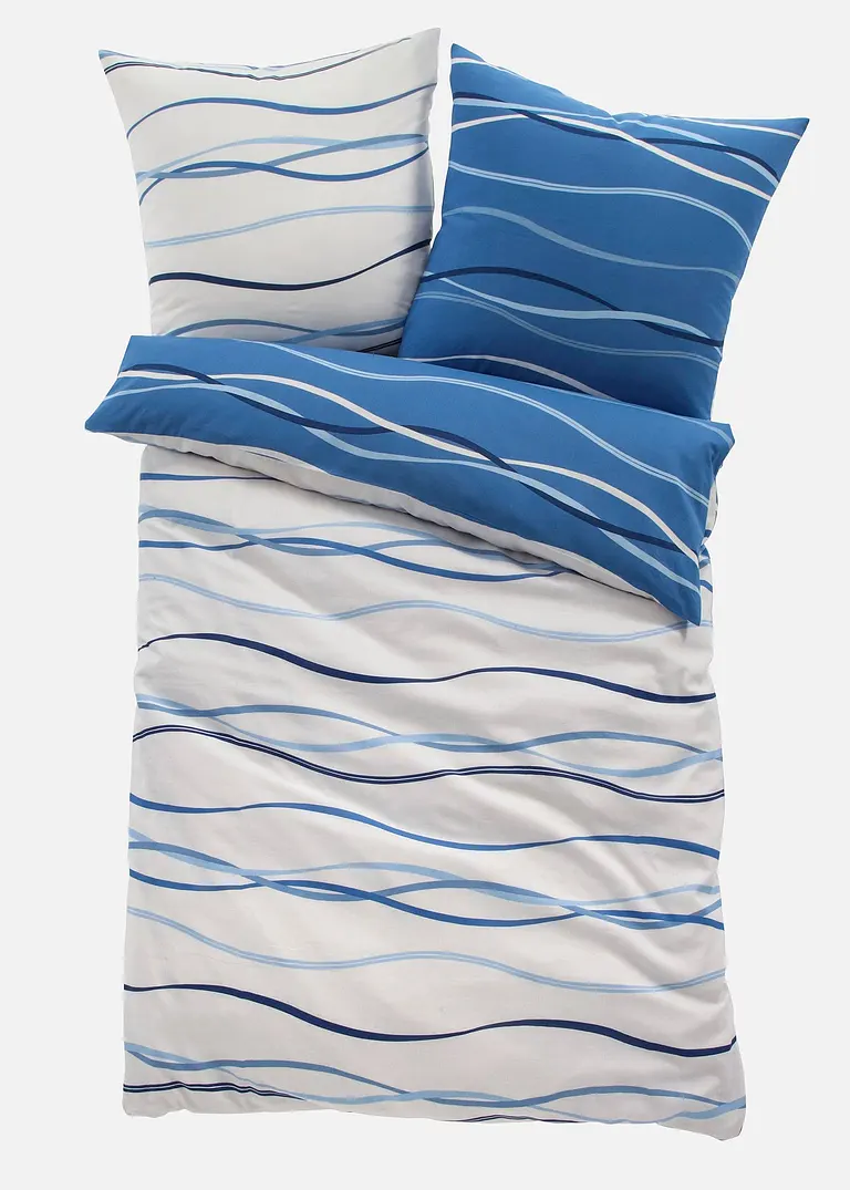 bonprix Bettwäsche mit ansprechendem Wellen-Motiv - blau Linon Online Outlet