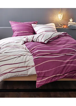 bonprix Bettwäsche mit ansprechendem Wellen-Motiv - beere Linon Zeitlich begrenztes Angebot