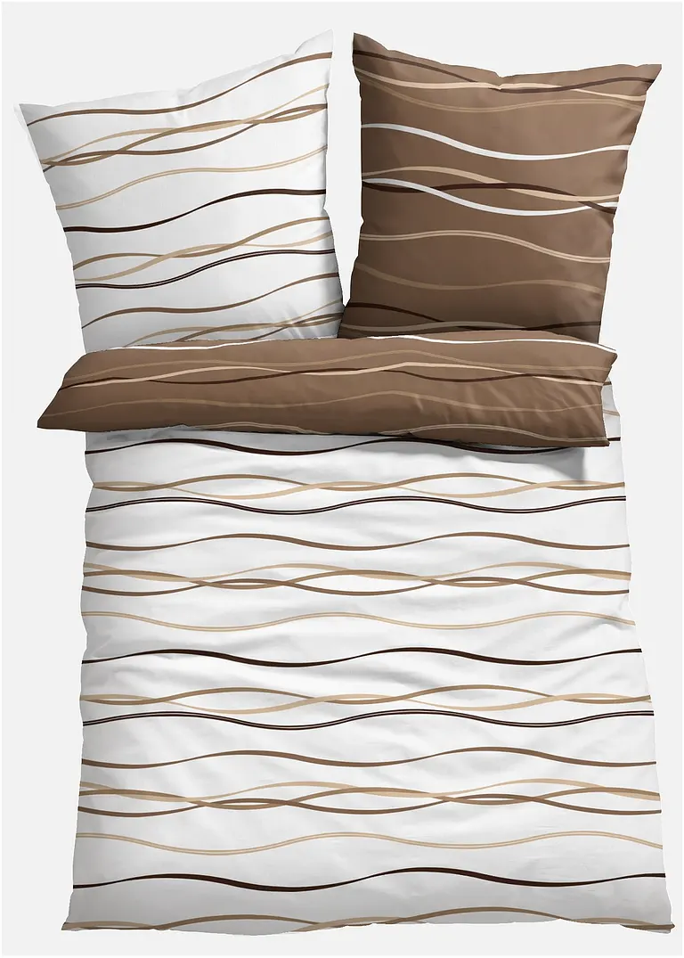 bonprix Bettwäsche mit ansprechendem Wellen-Motiv - creme Linon Exklusive Angebote