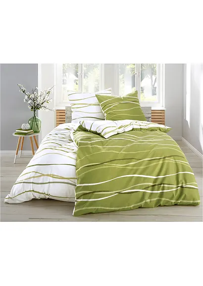 bonprix Bettwäsche mit ansprechendem Wellen-Motiv - grün Biber Blitzangebot