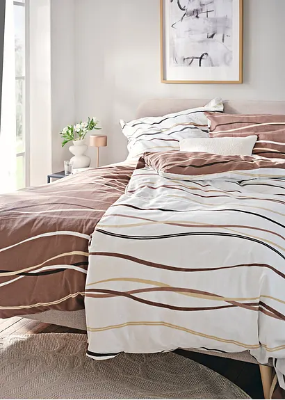 bonprix Bettwäsche mit ansprechendem Wellen-Motiv - creme Biber Bestseller