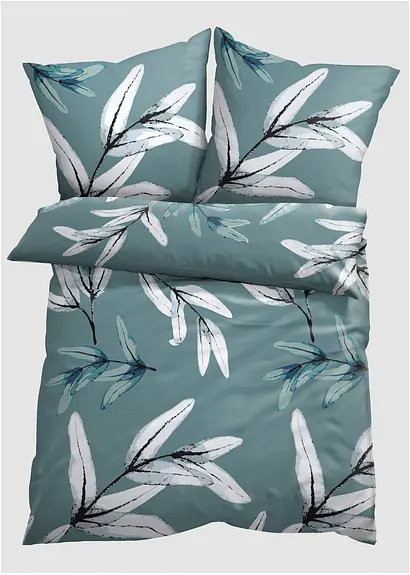 bonprix Bettwäsche mit Blättern Zweigen - blau Linon Tägliche Deals