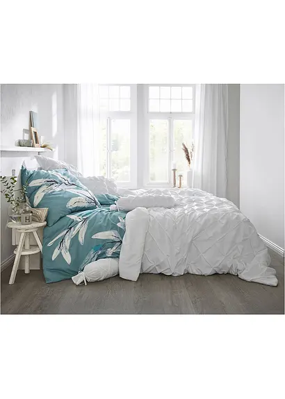 bonprix Bettwäsche mit Blättern Zweigen - blau Linon Tägliche Deals
