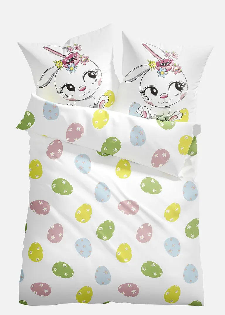 bonprix Bettwäsche mit Hase und bunten Ostereiern - bunt Baumwollgemisch Bis zu 60% Rabatt