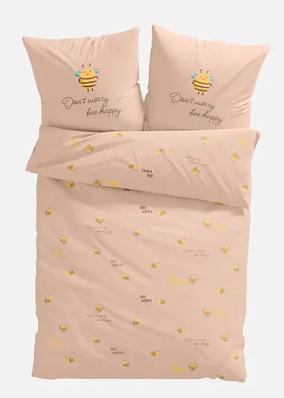 bonprix Bettwäsche mit Bienen und Statement - beige Baumwollgemisch Nur für heute