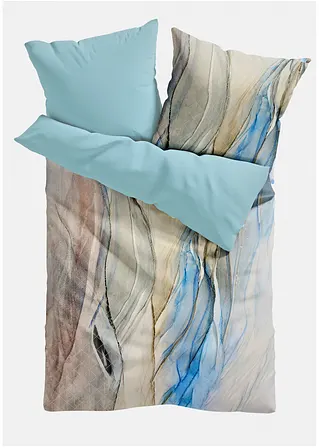 bonprix Wendebettwäsche mit Marmoroptik - creme/blau Linon Sonderangebot der Fabrik